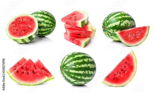 Fototapeta Naklejka Na Ścianę i Meble -  Set of watermelons isolated on white background.
