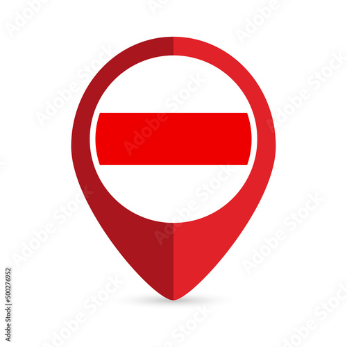 Map pointer with contry Belarus. Belarus flag. Vector illustration.