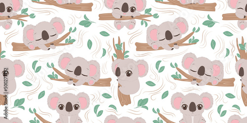 Cute koala seamless pattern for children fabric