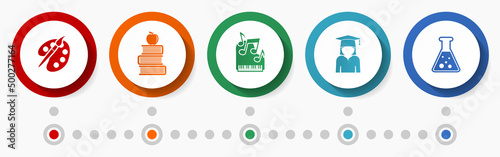 Education concept vector icon set, modern design infographic template, school colorful web buttons collection