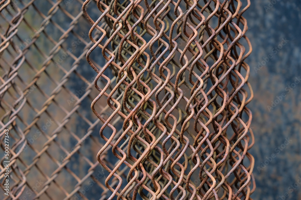 Rusty metal mesh. Textures and colors.