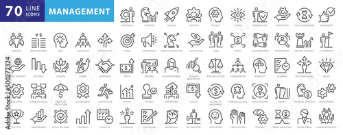 Tela Set Vector Line Icons of Management