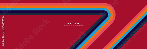 Simple abstract 1970's background design in futuristic retro style with colorful lines. Vector illustration.