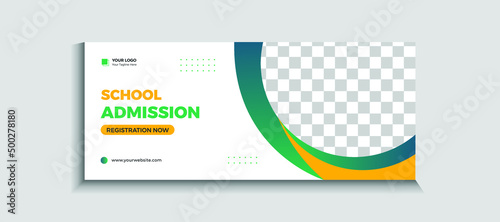 Back to school admission web banner or social media template Vector