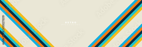 Simple abstract 1970's background design in futuristic retro style with colorful lines. Vector illustration.