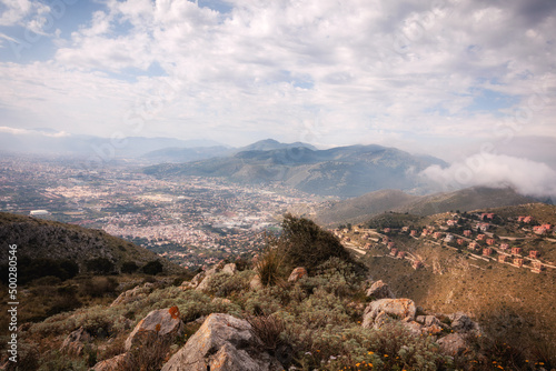 Sicilian Spring Coastal Hills on a lovely spring day in Italy, Europe