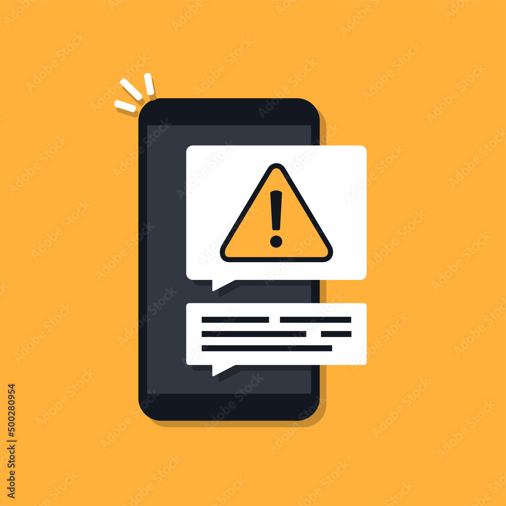 Mobile phone warning notification sign. Vector illustration Mobile phone warning notification sign. Vector illustration