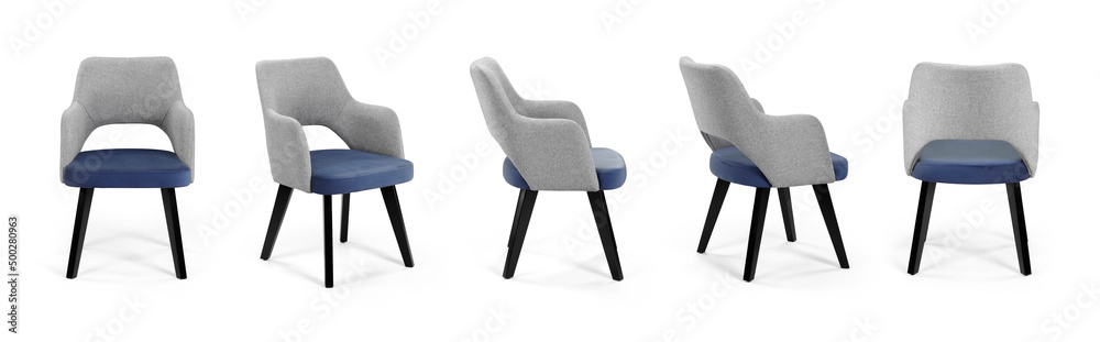 Single chair at different angles on a white background . Single chair at different angles on a white background .