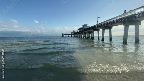 Wallpaper Mural Waves rolling underneath Pier in Fort Myers beach, Florida. Torontodigital.ca