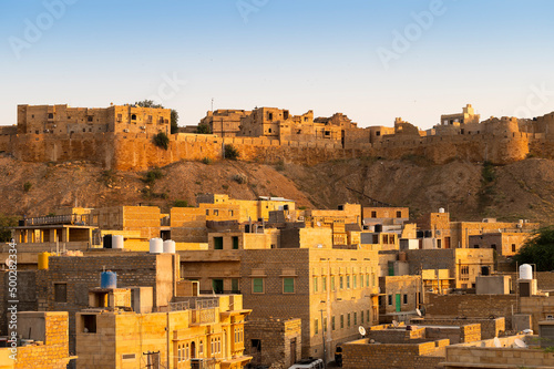 Jaisalmer,Rajasthan,India - October 15,2019: Jaisalmer Fort or Sonar Quila or Golden Fort. living fort - made of yellow sandstone. UNESCO world heritage site at Thar desert along old silk trade route. © mitrarudra