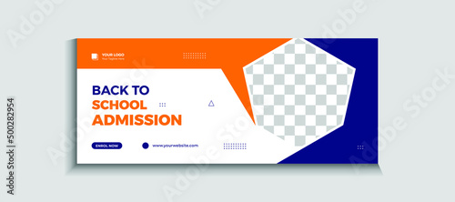Back to school admission web banner or social media template Vector