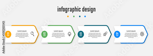
Business infographics template. timeline with 4 steps, options. can be used for workflow diagram, info chart, web design. vector illustration.
