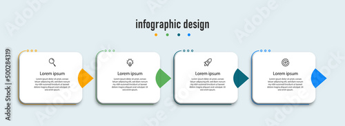Infographic design for business concept. Can be used for info graphics, flow charts, presentations, web sites, banners, label template with icons. 4 options or steps.