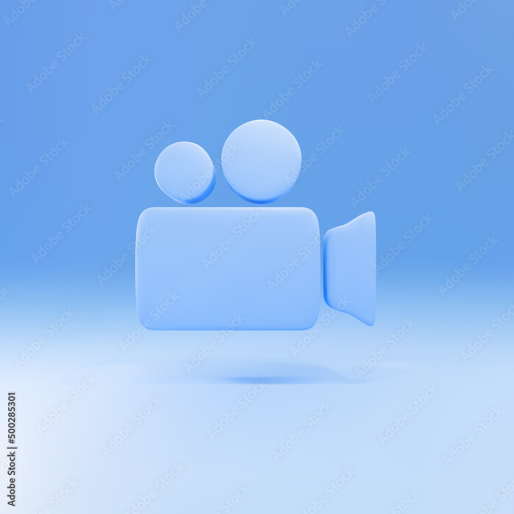3d blue Movie or Video camera icon isolated on blue background. Cinema camera icon. Vector illustration. 3d blue Movie or Video camera icon isolated on blue background. Cinema camera icon. Vector illustration.