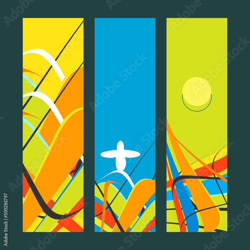Set banners in colors of Brazil flag. Vector color concept