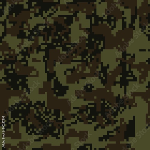  Pixel wallpaper camouflage vector seamless texture, digital background. Ornament