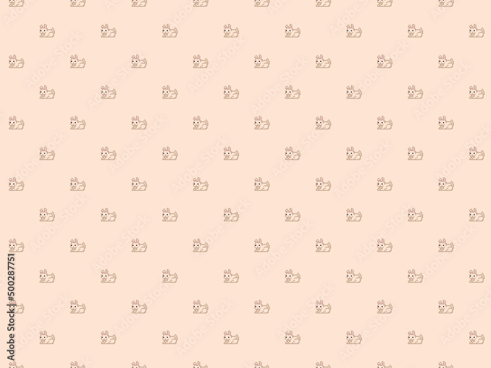 Cute white pixel rabbit background - high res seamless pattern