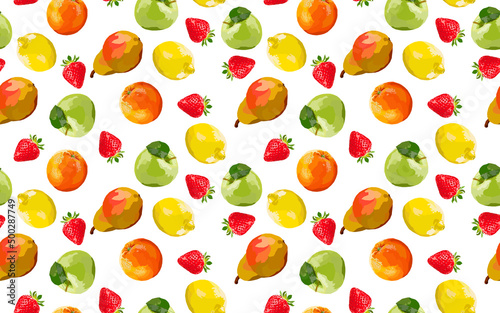 Fototapeta Naklejka Na Ścianę i Meble -   fruit and berry seamless pattern
