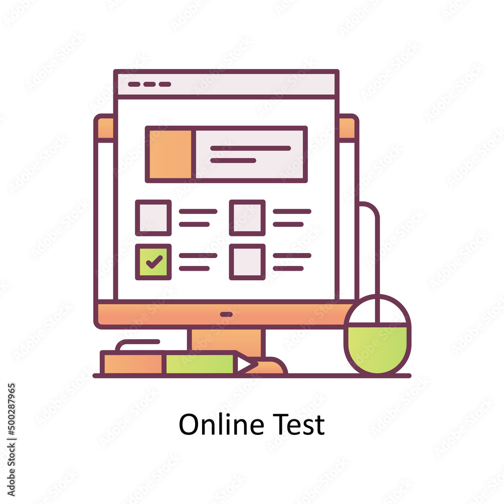 Online Test vector Filled Outline Icon Design illustration. Training Symbol on White background EPS 10 File Online Test vector Filled Outline Icon Design illustration. Training Symbol on White background EPS 10 File