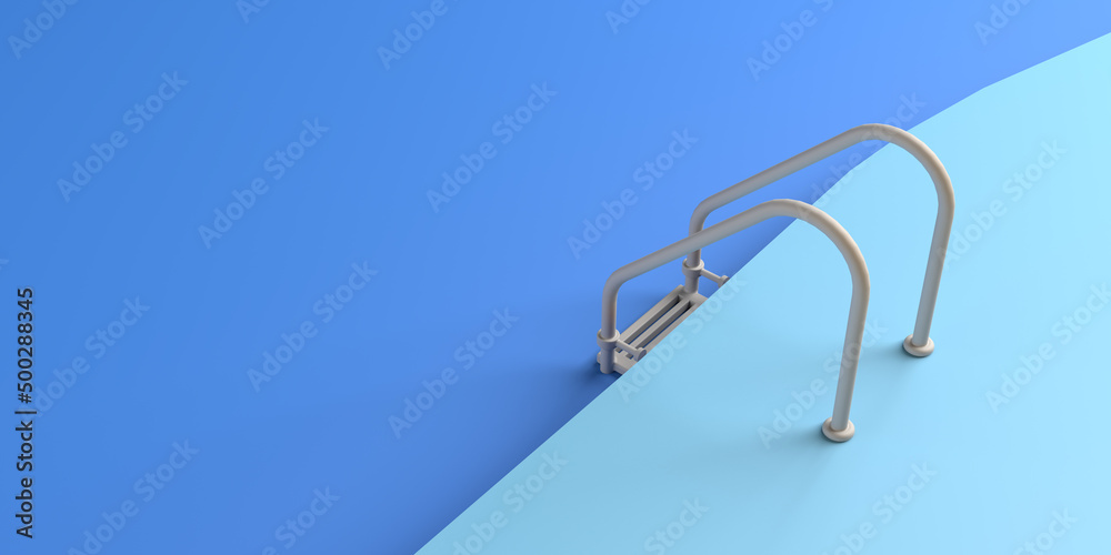 Pool ladder. Summer concept. Copy space. 3D illustration.