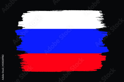 Flag of Russia. Vector illustration on white background. Beautiful brush strokes. Abstract concept. Elements for design.