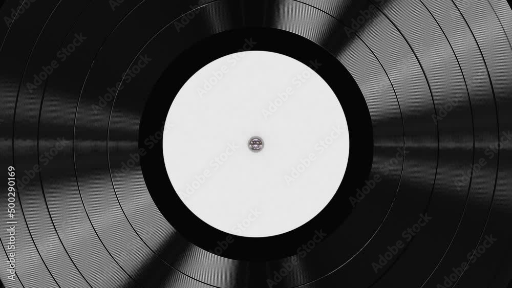 Realistic seamless looping 3D animation of the white label vinyl record rendered in UHD as motion background