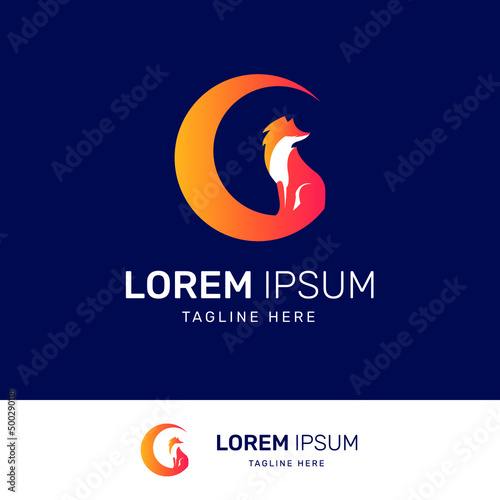 The fox and moon logo has a purple gradient color, it looks elegant, sturdy and authoritative