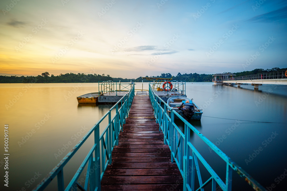 Mixing of the golden hour and the blue hour at the MacRitchie Reservoir, Singapore