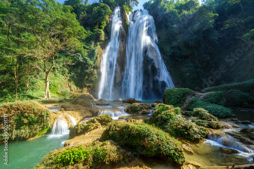 Fototapeta Naklejka Na Ścianę i Meble -  The lush green of Anesakhan (Dat Taw Gyaint) Waterfall, Pwin Oo Lwin, Myanmar