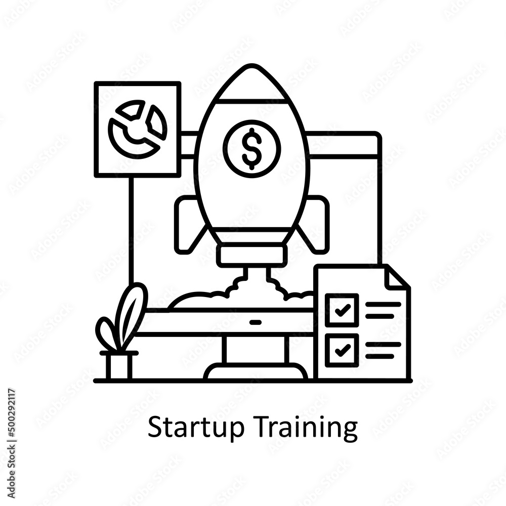 Startup Training vector Outline Icon Design illustration. Training Symbol on White background EPS 10 File Startup Training vector Outline Icon Design illustration. Training Symbol on White background EPS 10 File