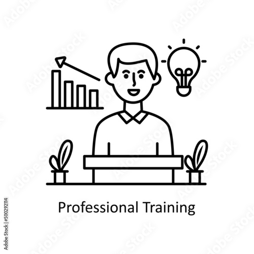 Professional Training vector Outline Icon Design illustration. Training Symbol on White background EPS 10 File