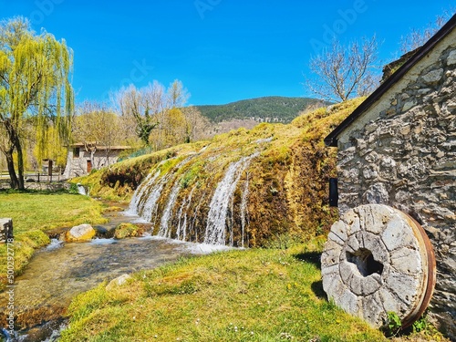Waterfalls in the park of the mills in Santa Maria del Molise in Italy