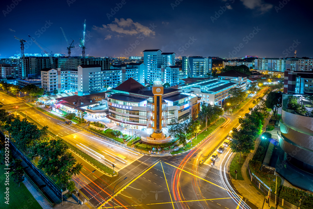 Nights-cape of Boon Lay covered in lights of her many residents. 