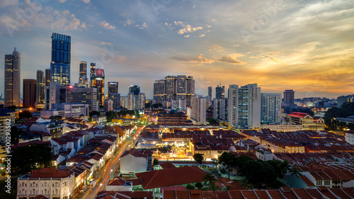 Evening view of China Town, Singapore