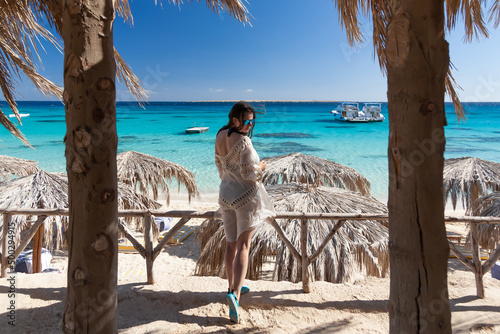 Egypt. Woman in Mahmya beach photo