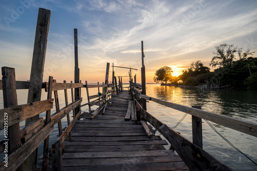 Sunset view of a popular fishing spot at Tanjung Harapan, Port Klang, Malaysia