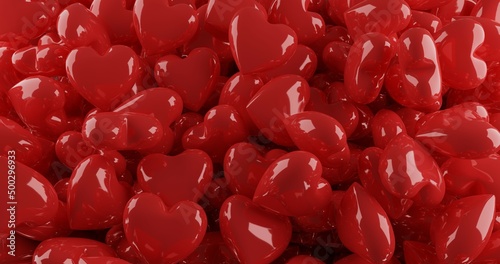 glossy hearts red