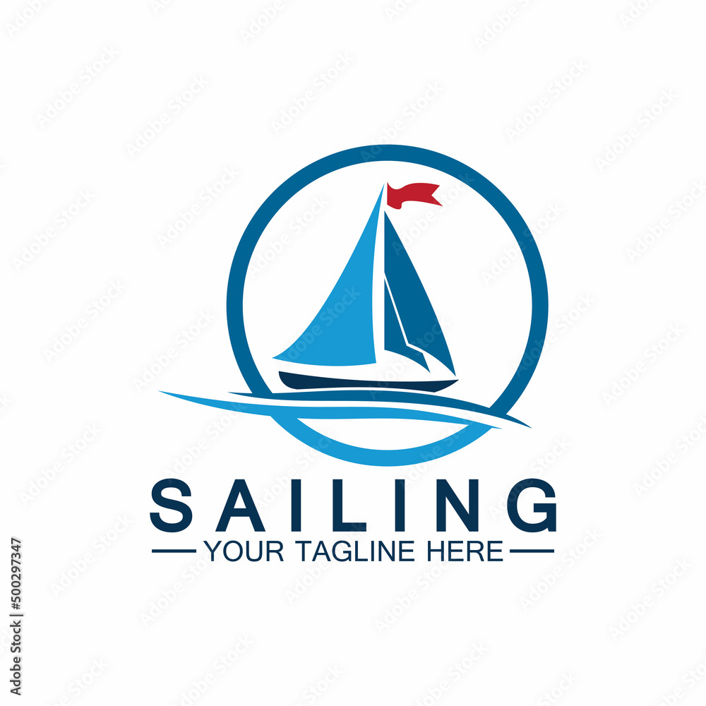 Sailing boat logo Template vector