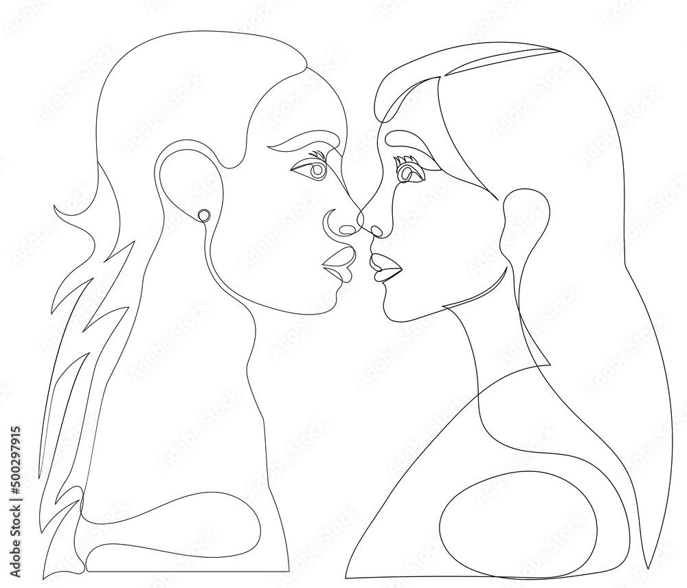 girls portrait drawing by one continuous line, sketch, vector girls portrait drawing by one continuous line, sketch, vector