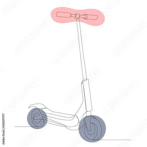 scooter drawing by one continuous line, sketch, vector