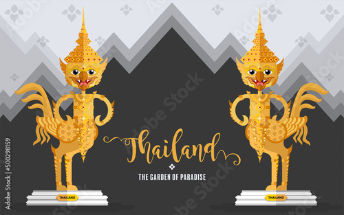 Thailand travel concept The Most Beautiful Places To Visit In Thailand in flat style in flat design color.