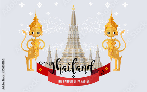 Thailand travel concept The Most Beautiful Places To Visit In Thailand in flat style in flat design color.