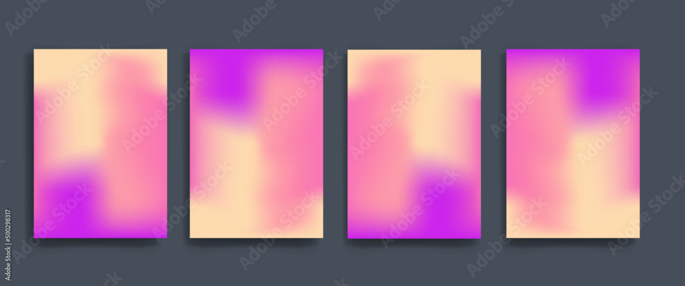 Abstract Vivid Colorful A4 Posters Set. Trendy Fluid Gradient