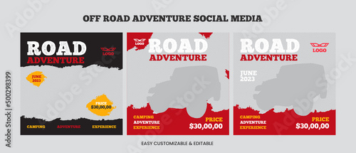 Off-road social media post template bundle. Car social media web banner set photo