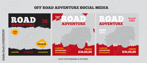 Off-road social media post template bundle. Car social media web banner set