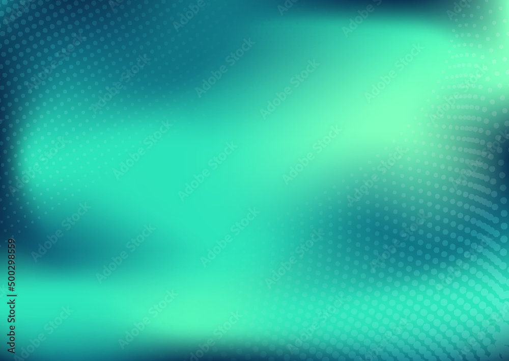 Fondo halftone aqua verdoso degradado liquido patron de circulos elegante fondo marino digital