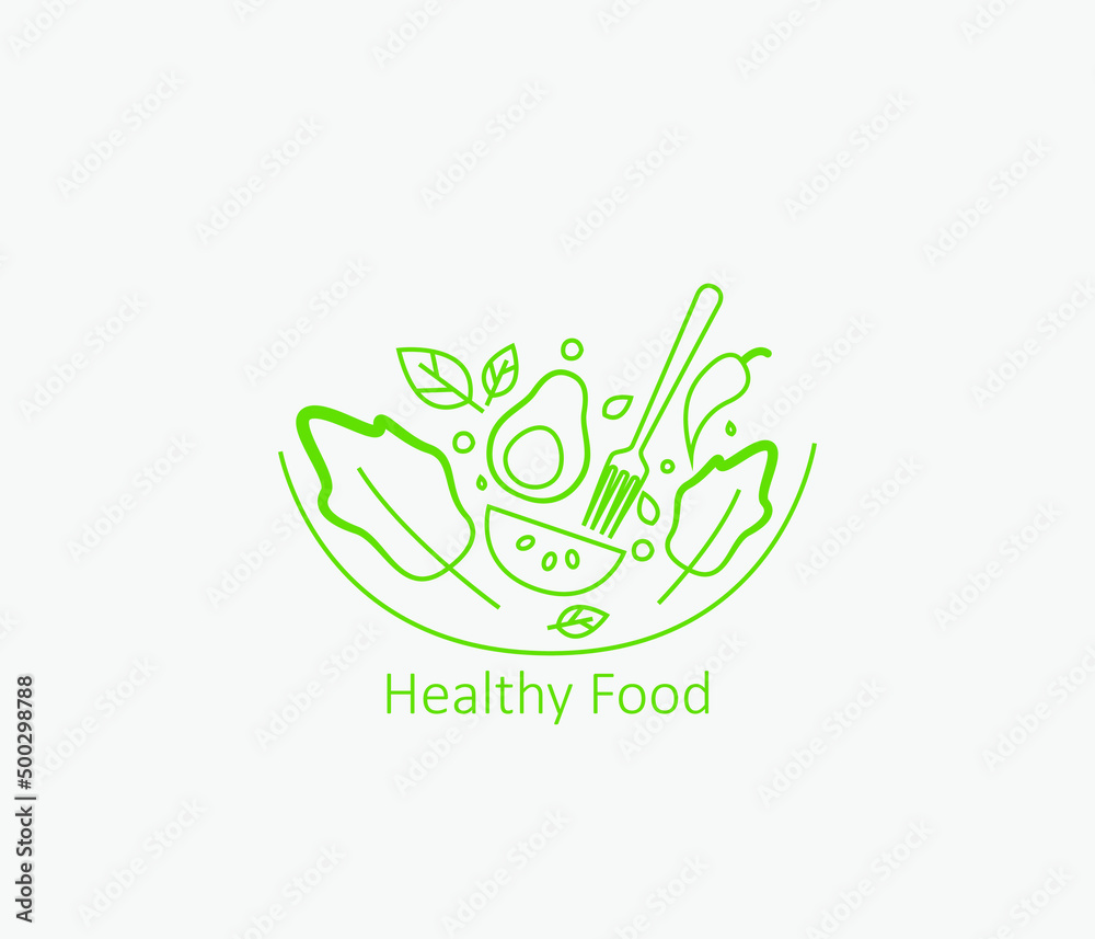 healthy fresh food. Vector logo design template.
