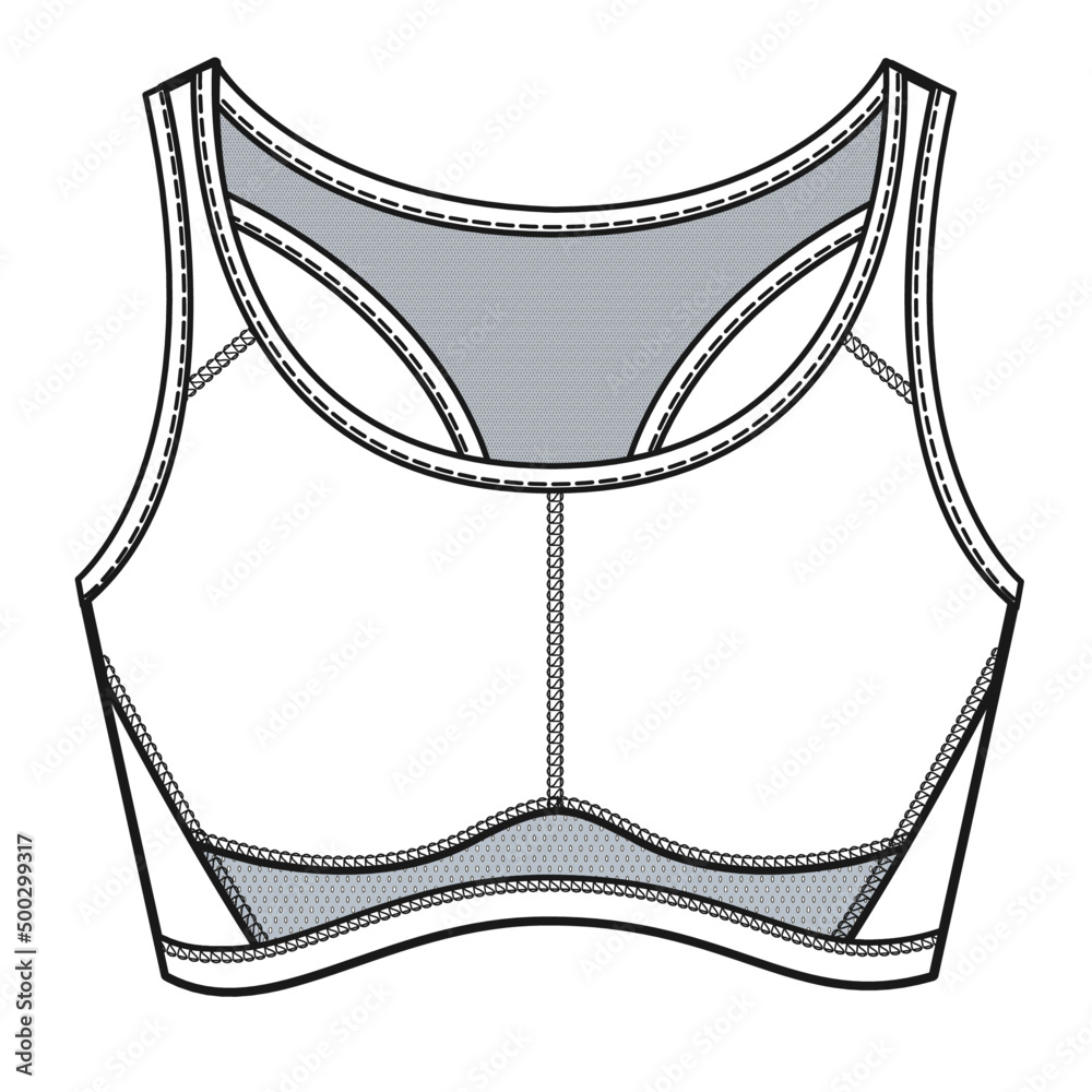 Vetor de women bra technical drawing, activewear do Stock Adobe Stock