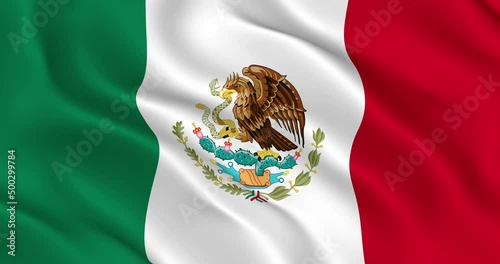 Mexico flag smooth wavy animation. The official flag of the United Mexican States is flying in the wind. The loop is ready. 60 frames per second. Beautifully slows down 2 times at 30 fps. 3D render