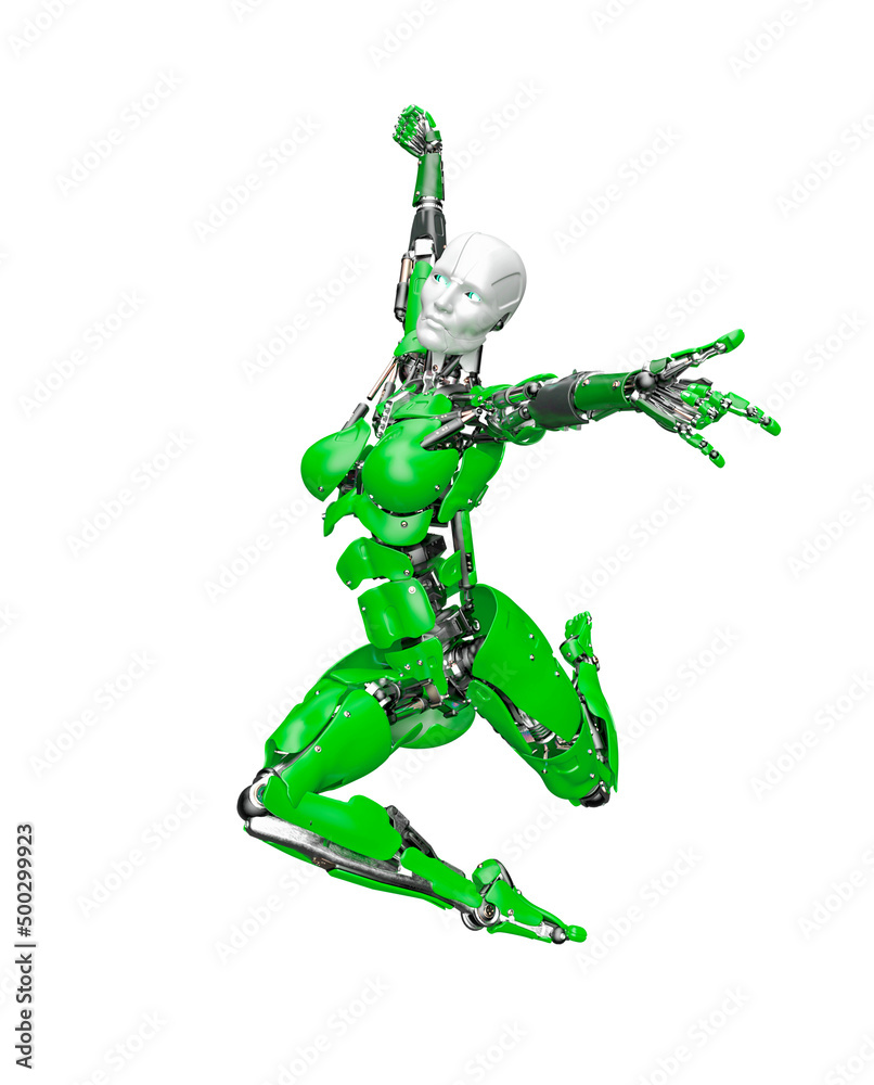amazing robot is doing a swing spider pose